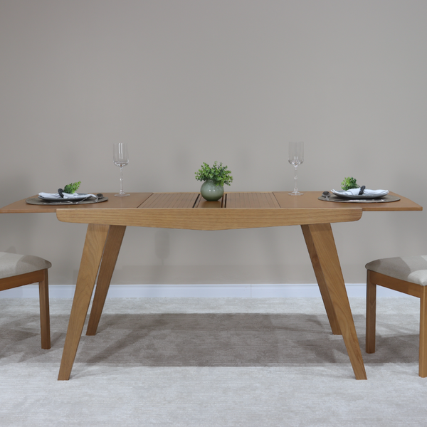 Mesa de Jantar Extensível 4 Lugares em Madeira Maciça Jade - Amêndoa